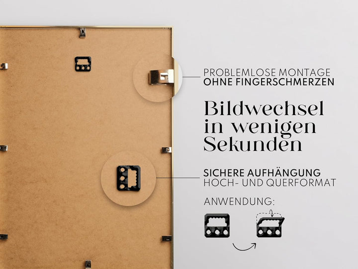 Artower® Bilderrahmen Gold Metall Dünner Rahmen für DIN A2 42 x 59,4 cm | Posterrahmen Gross Collage