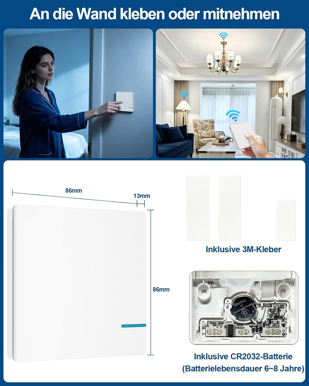 230V Funkschalter - Thinkbee 1000 Watt Ein Aus Funk Lichtschalter Set Für Licht, 80~275V Wireless Sw