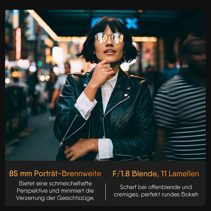 Rollei AF 85 mm F/1.8 Vollformat Objektiv für Nikon Z mit STM-Autofokus | HFT-X Beschichtung | Vollm