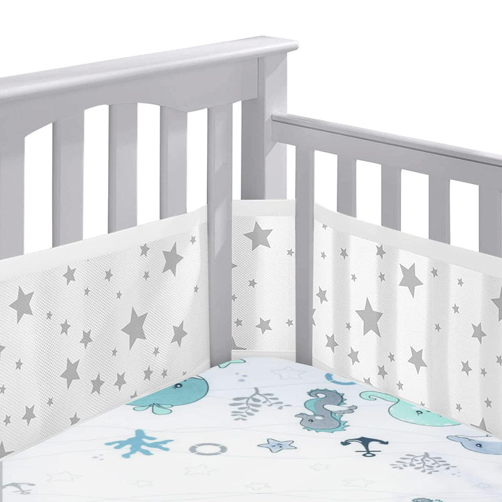 Bettumrandung Babybett,Baby Nestchen Bettumrandung,Kopfumrandung Babybett,Atmungsaktive Krippenumran