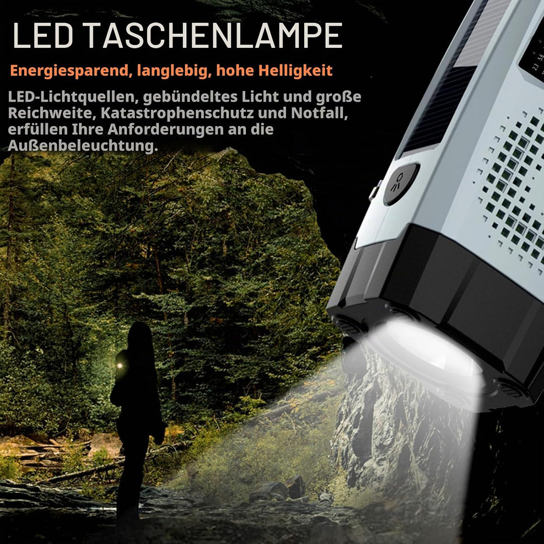 Tragbares Multifunktionsradio mit Handkurbel und Solar Stromgenerator,FM AM NOAA Weather Radio,LED T