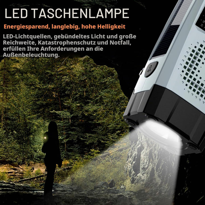 Tragbares Multifunktionsradio mit Handkurbel und Solar Stromgenerator,FM AM NOAA Weather Radio,LED T
