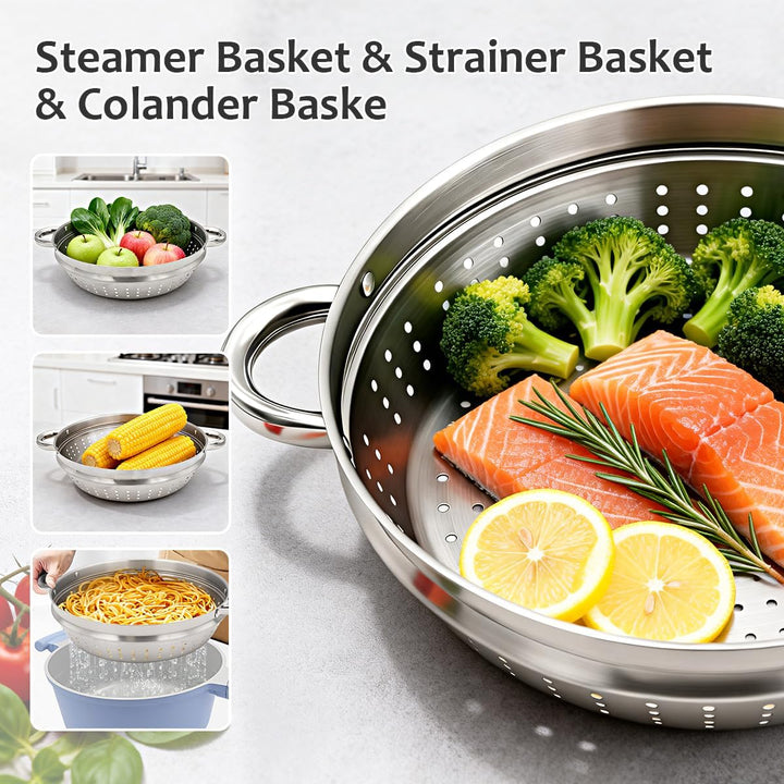 AIKENBBKK Kochtopf 28cm mit Dampfkorb, 7L Keramik-Dampfkochtopf mit Deckel, Antihaft Schmortopf für