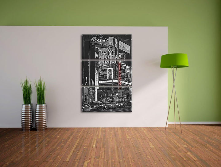 berühmtes Hershey's in New York schwarz/weiss Spezial 3-Teiler Leinwandbild 120x80 Bild auf Leinwand