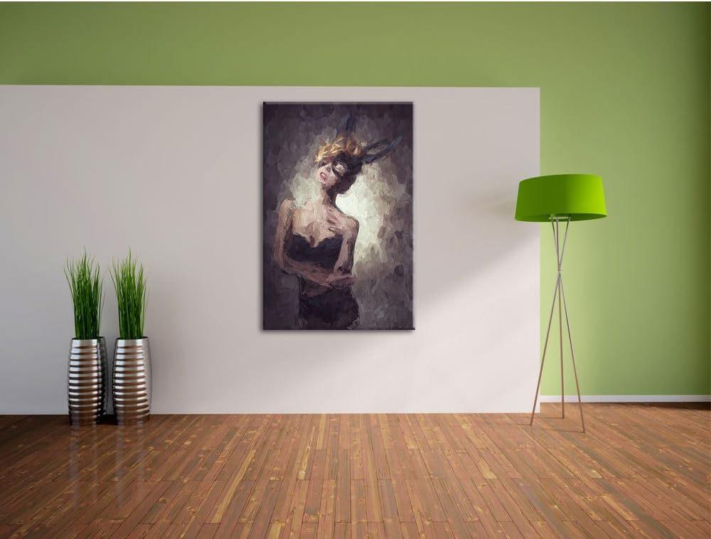 Pixxprint Maskierte attraktive Frau als Leinwandbild/Grösse: 100x70 cm/Wandbild/Kunstdruck/fertig be