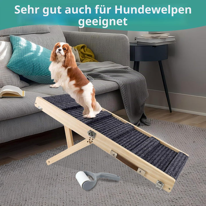 Haustierrampe aus Holz, zusammenklappbar, tragbar, 4 Stufen, verstellbar, 22,9 cm bis 43,9 cm, mit R