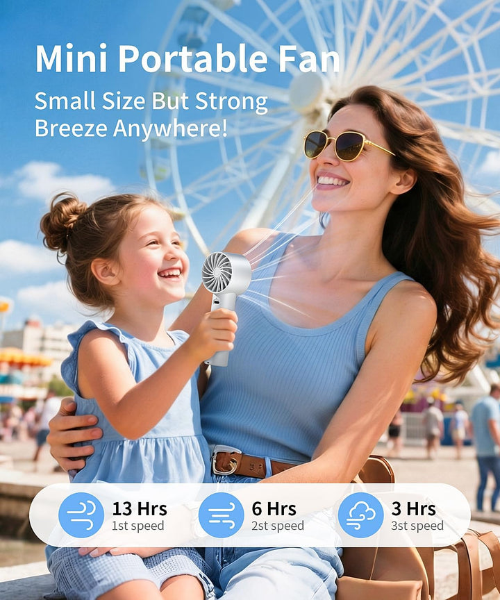 Tragbarer Handventilator mit Tischständer – 3 Geschwindigkeiten USB wiederaufladbarer Mini Ventilato