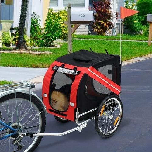 Fahrradanhänger für Hunde, 2-in-1 Hunde Fahrradanhänger &amp; Hundebuggy, Hunde-Fahrradanhänger Klappbar
