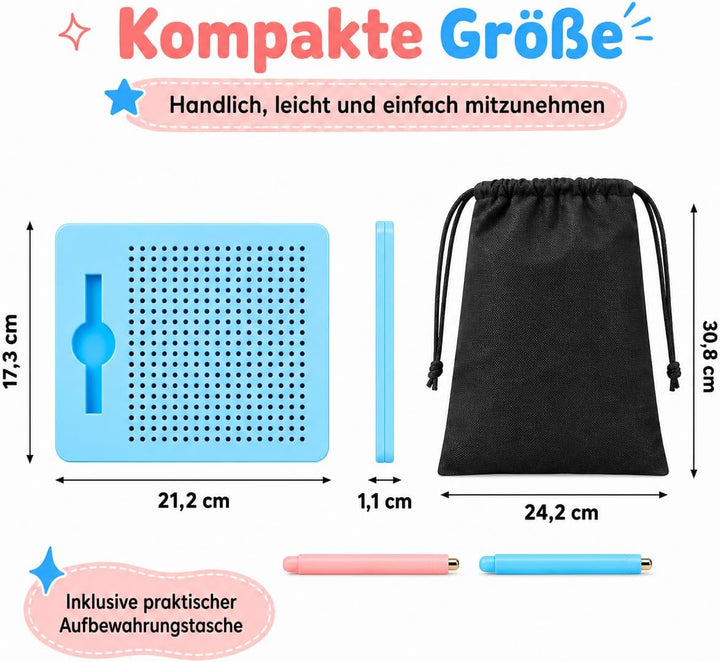 2 Stück Magnetische Zeichentafel, Stahlkugel Magnetspiel mit magnetischem Stift, Zaubertafel, Pädago