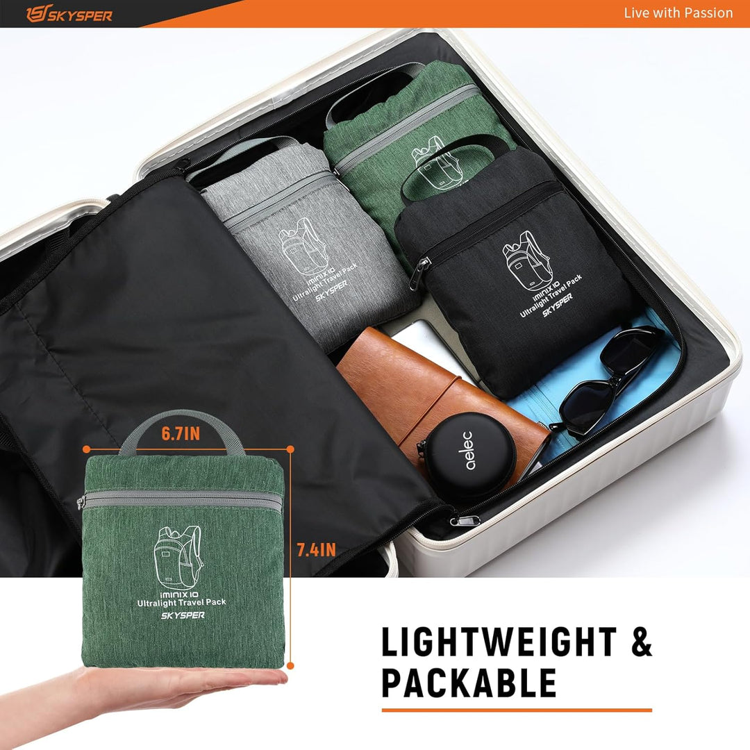 SKYSPER Faltbarer Rucksack 10L Klein Ultraleicht Tagesrucksäcke Wanderrucksack Reisenrucksack Trekki