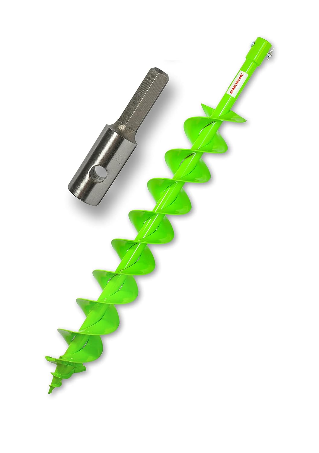 WERHE® Profi Bohrer VollStahl, Erdbohrer für bohrmaschine 80 mm Doppel-Welle extrem robust mit Hex A