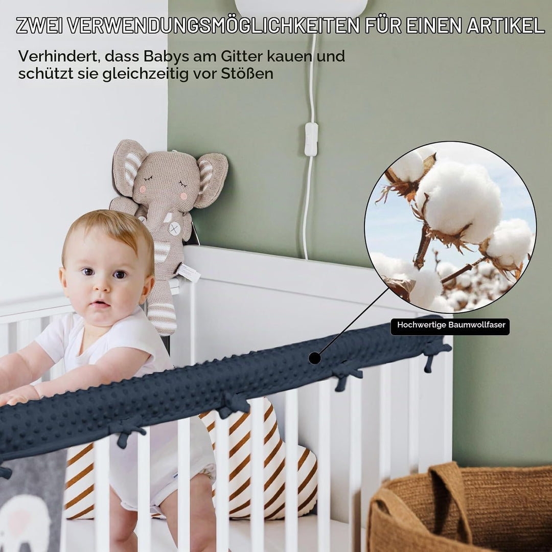IULONEE 3pcs Baby Bed Rail Cover Protector Set Kinderbett Kantenschutz 128x18cm/68x18cm Bettkantensc