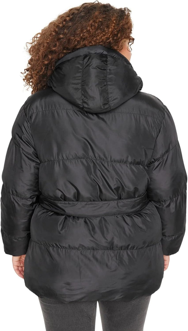 TRENDYOL Damen Slim Puffer Plain Webstoff Grössen in Winterjacke Coat 42 Grosse Grössen Schwarz, 42