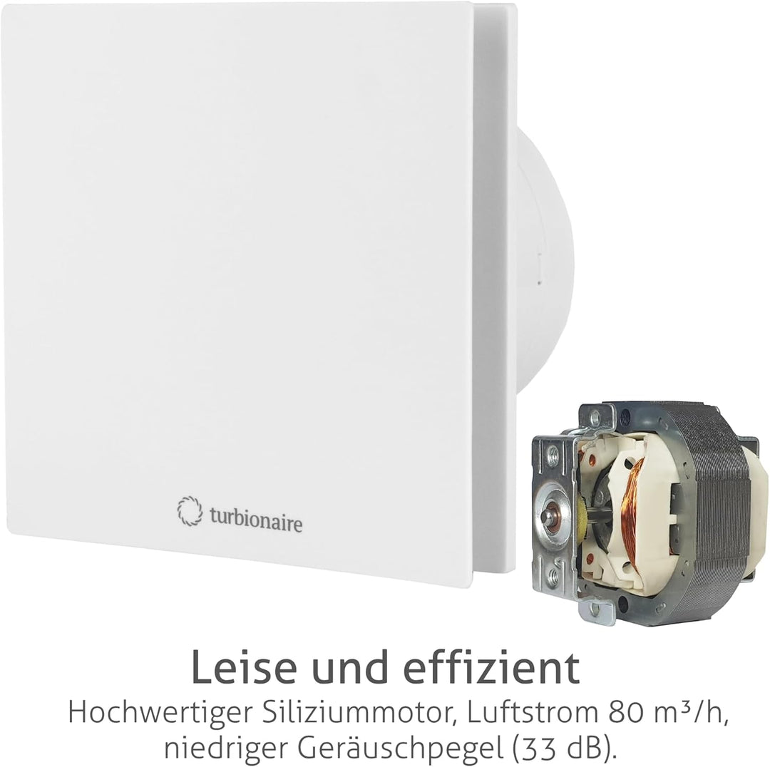 Turbionaire Arte 100 TW Bad Ventilator Timer 100mm Weiss für die Evakuierung Standard für Bad, Küche