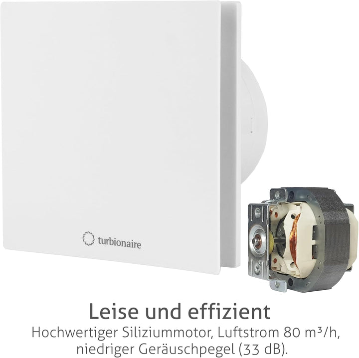 Turbionaire Arte 100 TW Bad Ventilator Timer 100mm Weiss für die Evakuierung Standard für Bad, Küche