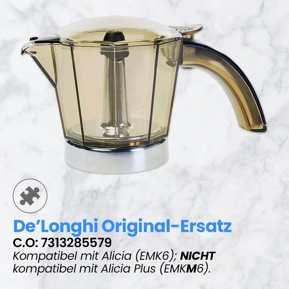 Anakel Home DeLongui Kaffeekanne Alicia EMK6 für 6 Tassen (nicht kompatibel mit Alicia Plus EMKM6)