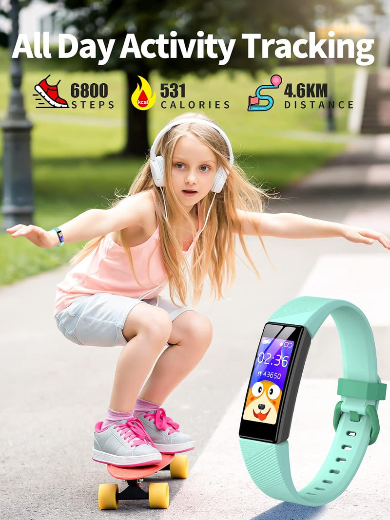 DIGEEHOT Fitness Armband Kinder,Fitness Tracker für Kinder mit Pulsmesser und Schlafmonitor, 11 Spor