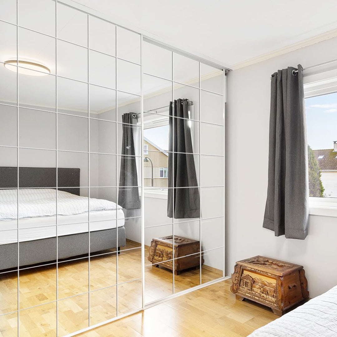 JMITHA Selbstklebende Fliesenspiegel Wandspiegel Spiegelfliesen Selbstklebend HD Glas Spiegel Wandau