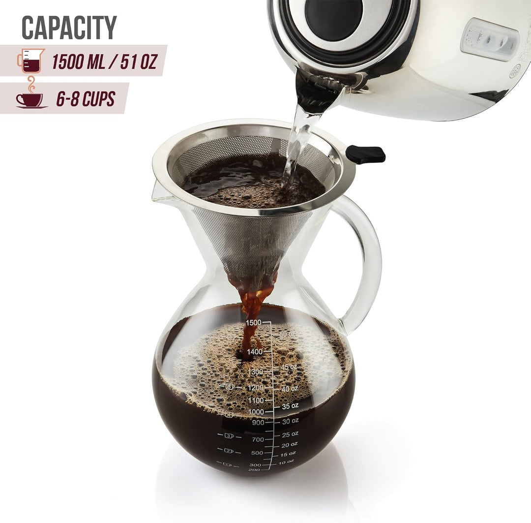 Apace Living SultryBrew Pour Over Kaffeebereiter inkl. Kaffeeschaufel und Korkdeckel Eleganter Handf