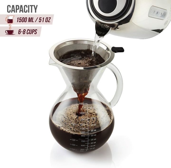 Apace Living SultryBrew Pour Over Kaffeebereiter inkl. Kaffeeschaufel und Korkdeckel Eleganter Handf
