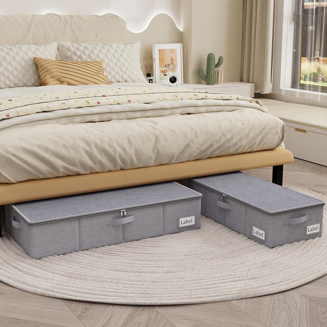 Yawinhe Faltbarer Unterbett-Aufbewahrungskorb mit Deckel, Aufbewahrungstasche Unterbettkommode mit L