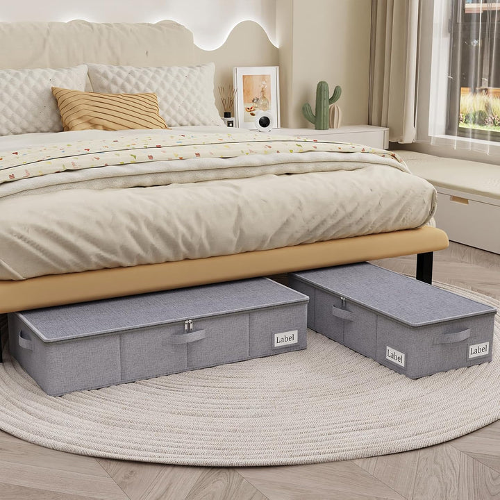 Yawinhe Faltbarer Unterbett-Aufbewahrungskorb mit Deckel, Aufbewahrungstasche Unterbettkommode mit L