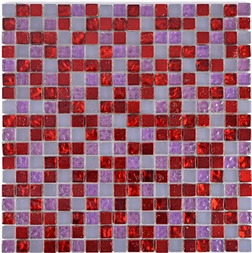 Mosaik Fliese Transluzent rot pink weiss Glasmosaik Crystal Resin matt für WAND WC KÜCHE FLIESENSPIE