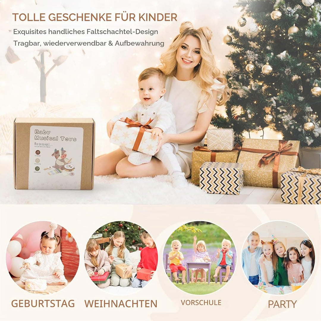 OESSUF Musikinstrumente für Kinder ab 1 Jahr, Montessori Spielzeug Baby ab 1 2 3 Jahr Xylophone Tamb