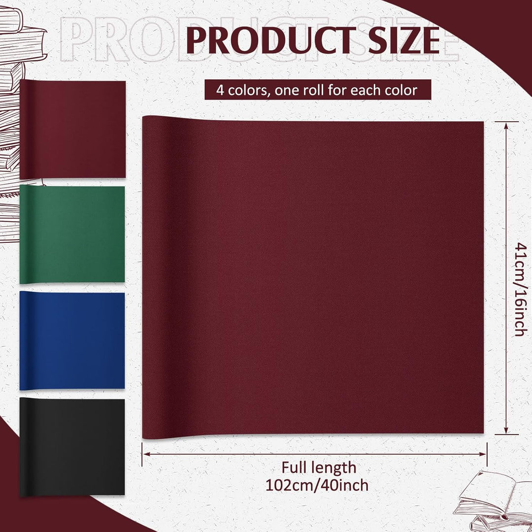 PerKoop 4 Stück 101,6 x 40,6 cm Bucheinband, Stoffoberfläche und Papierrückseite, eng gewebt, Buchbi