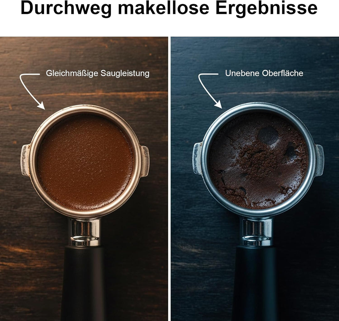 Verstellbarer Kaffee Tamper 58mm mit Federautomatik | Höhenverstellbar bis 12 mm, Rutschfester ergon