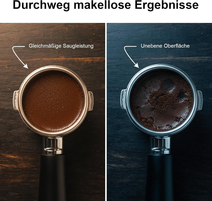 Verstellbarer Kaffee Tamper 58mm mit Federautomatik | Höhenverstellbar bis 12 mm, Rutschfester ergon