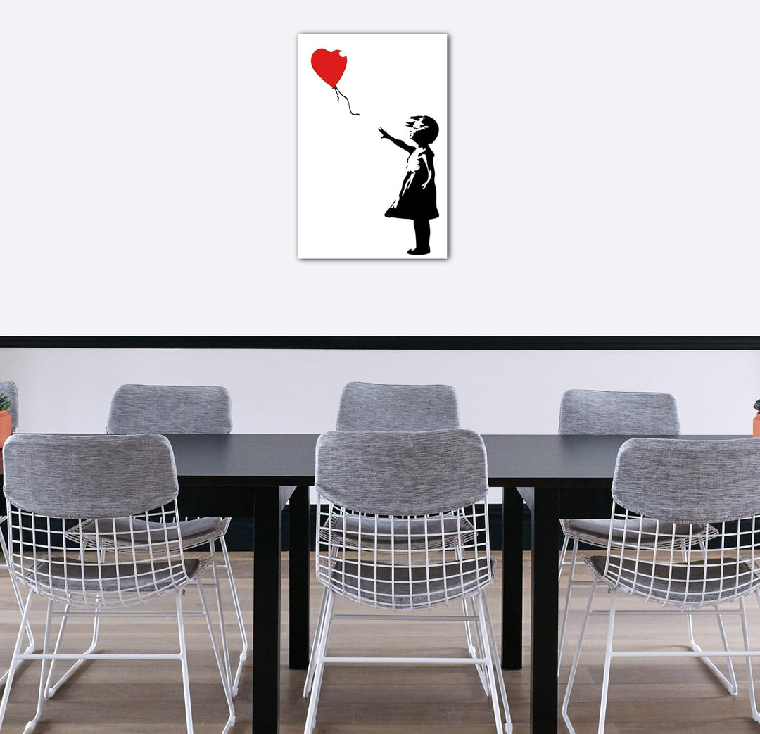 Printed Paintings Leinwand (70x100cm): Banksy Balloon Girl Mädchen mit Luftballon Street Art 100L x