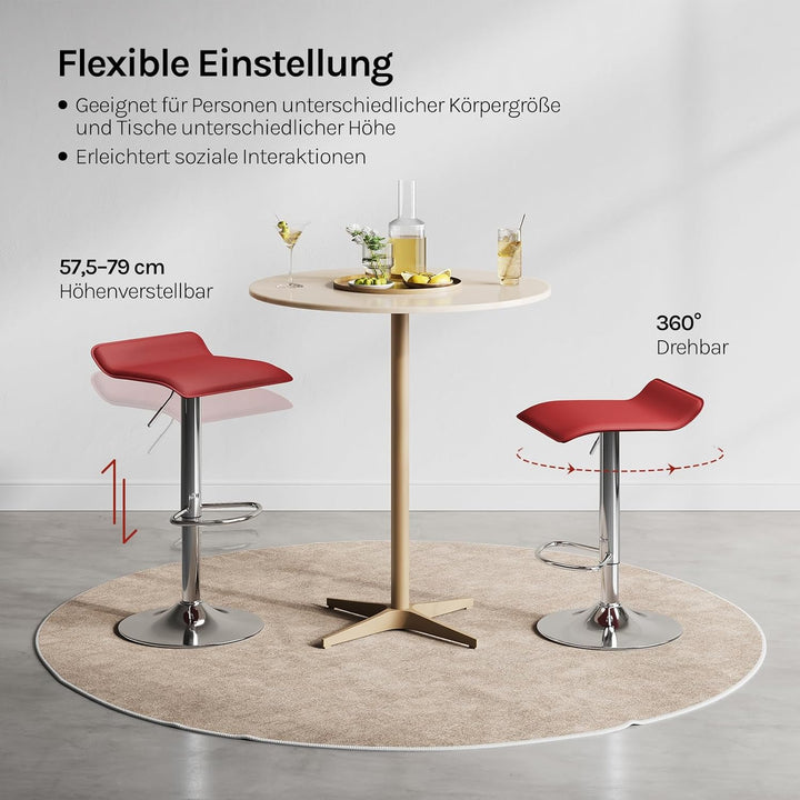WOLTU 4er Set Barhocker Design Stuhl Drehstuhl Tresenstuhl，stufenlose Höhenverstellung, verchromter