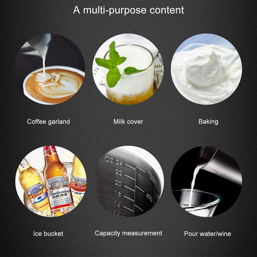 Kitchnexus Messbecher Edelstahl 1L, Milchkännchen Messkanne Milk Pitcher für Küche Kaffee Latte Capp