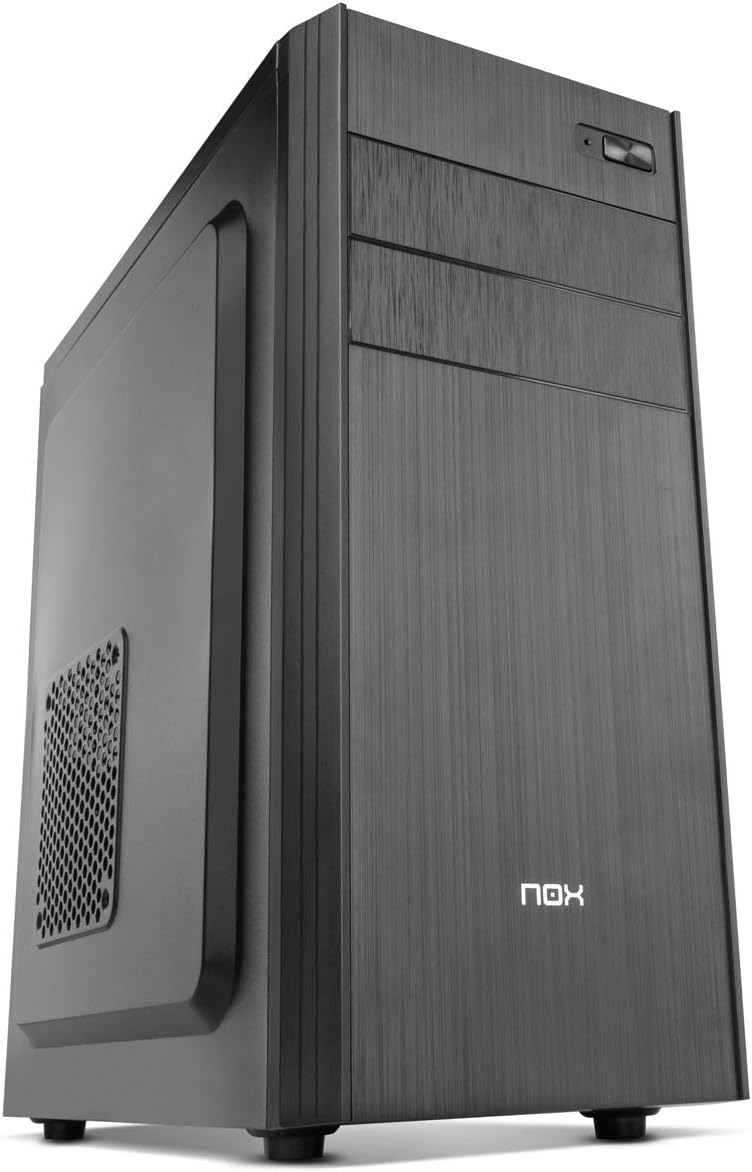 NOX PC Case LITE010 -NXLITE010- PC-Gehäuse, gebürstete Front, 500W ATX-Netzteil vorinstalliert, komp