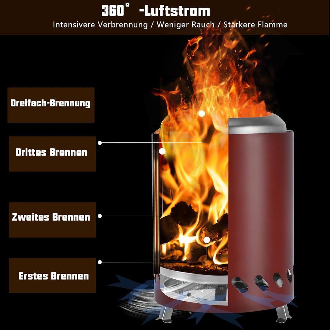 Mini Feuerschale für den Garten 14cm ⊘ * 20cm H, Campingkocher für den Aussenbereich die Ideal für B