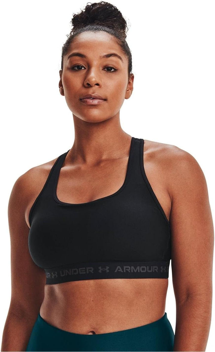 Under Armour Damen Crossback Mid Heather Sport-BH Schwarz XS, Schwarz XS