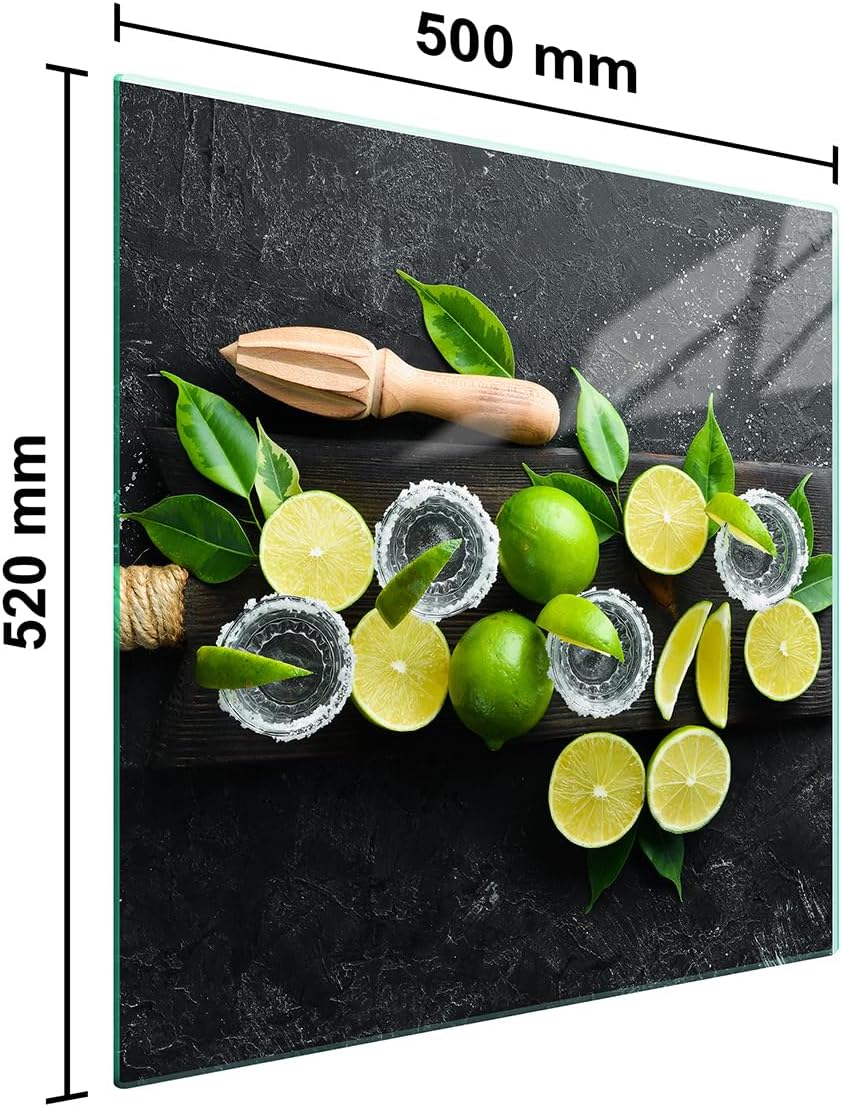 TMK ArtDeko Herdabdeckplatte 50x52 Einteilig Glas Induktion Herdschutz Spritzschutz Glasplatte Deko