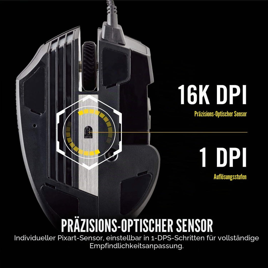 Corsair, USB, Scimitar Pro RGB – MMO Gaming Maus – 16.000 DPI optischer Sensor – 12 programmierbare