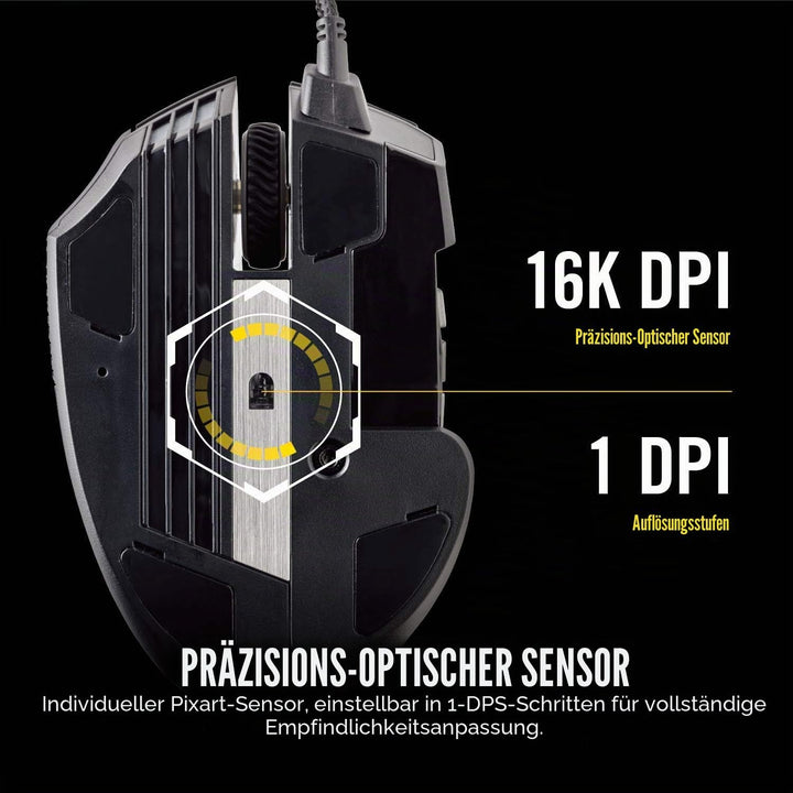 Corsair, USB, Scimitar Pro RGB – MMO Gaming Maus – 16.000 DPI optischer Sensor – 12 programmierbare
