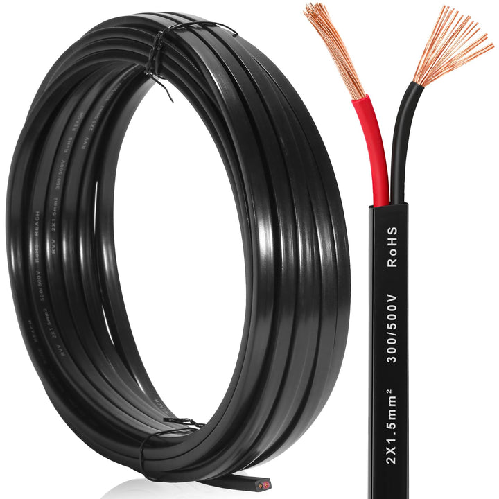 2 Adriges Anhängerkabel KFZ Kabel 10M, Fahrzeugkabel 2 adrig mit Kabelquerschnitt 2x1,5mm²,Flachkabe