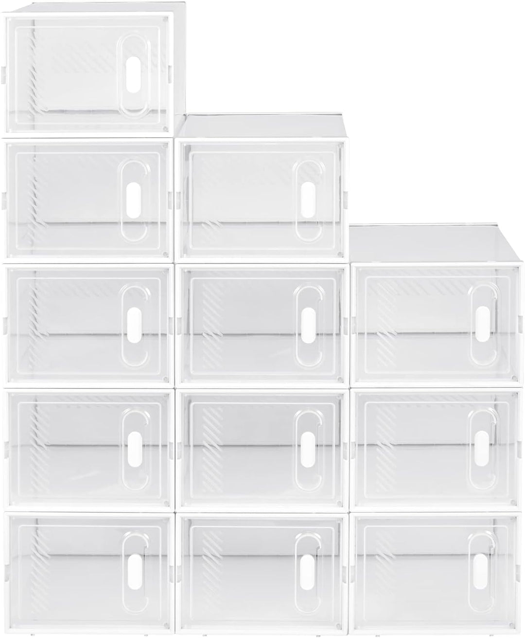 WOLTU Schuhregal mit 12 stapelbaren Schuhboxen Schuhschrank Regalsystem mit Magnetverschluss Steckre