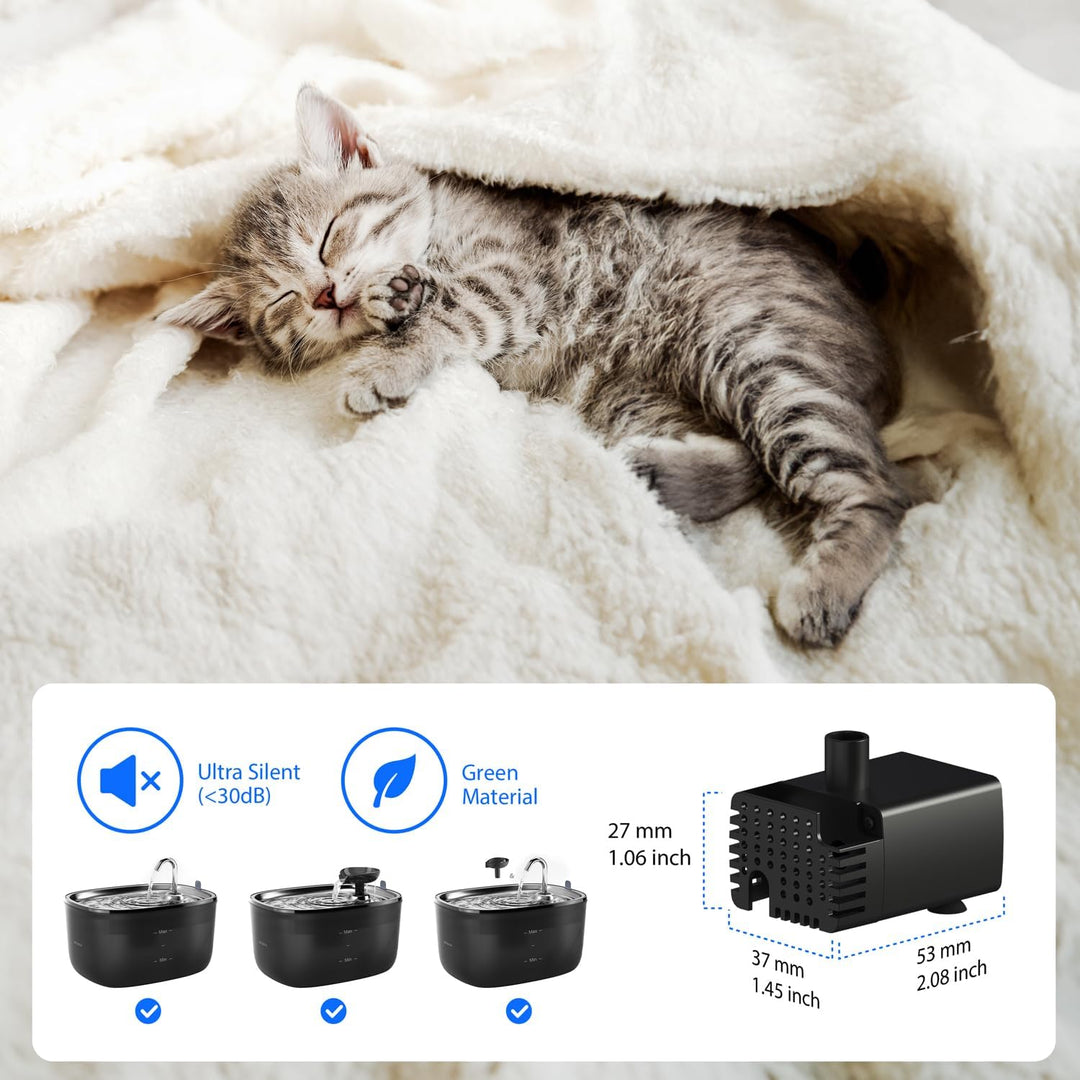Stouchi WDQ1 Ersatzpumpe für Trinkbrunnen 2.5L für Katze und Hunde, Langlebige Wasserpumpe für Katze