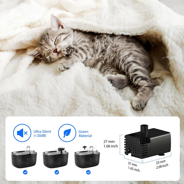 Stouchi WDQ1 Ersatzpumpe für Trinkbrunnen 2.5L für Katze und Hunde, Langlebige Wasserpumpe für Katze