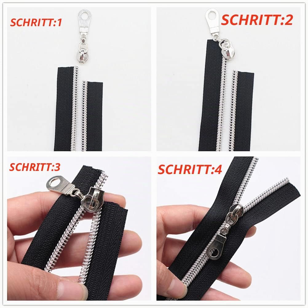 9 m silberfarben endlos Reissverschluss Meterware Reissverschluss Nylon 6mm-Spirale + 25 Nonlock-Zip