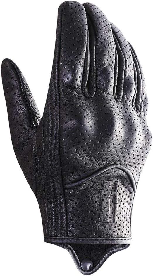Harssidanzar Herren Motorradhandschuhe Ziegenleder Touchscreen GM028E Schwarz(perforiert Aktualisier