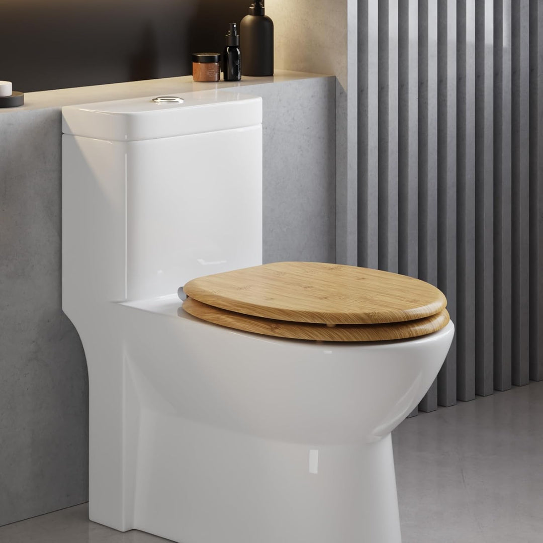 WOLTU #2 Premium WC-Sitz Toilettensitz mit Absenkautomatik, MDF Holzkern, Softclose Scharnier, Antib