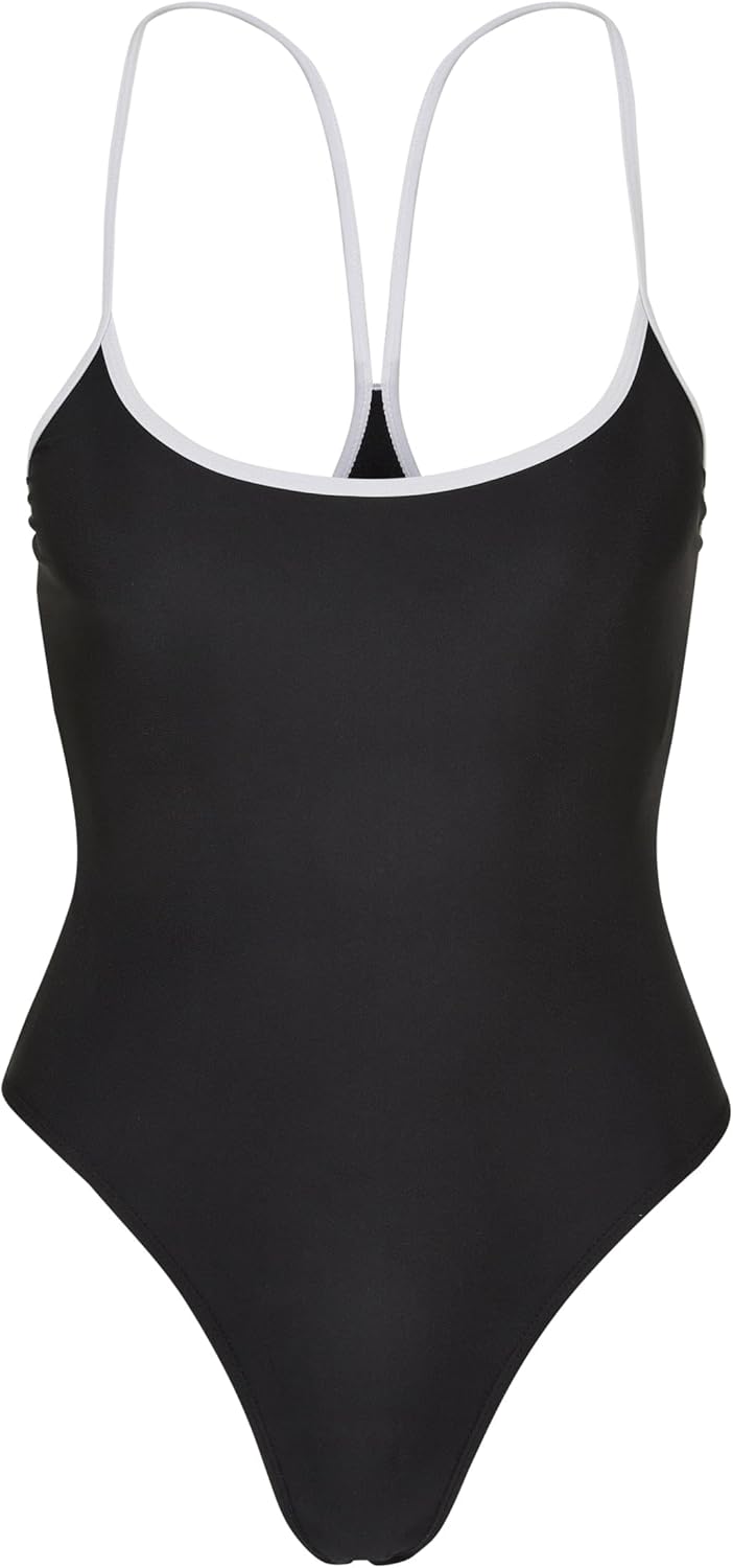 Urban Classics Damen Ladies Recycled Retro Swimsuit L Black/White, L Black/White
