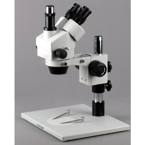 AmScope SM-1T Trinokulares Inspektionsmikroskop mit Extra Grossem Ständer, 7X-45X, Weiss