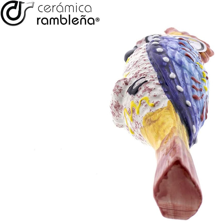 CERÁMICA RAMBLEÑA | Blauer Papagei | Der Papagei | Papagei-Vogel | Weisser Papagei | Wand-Skulptur |